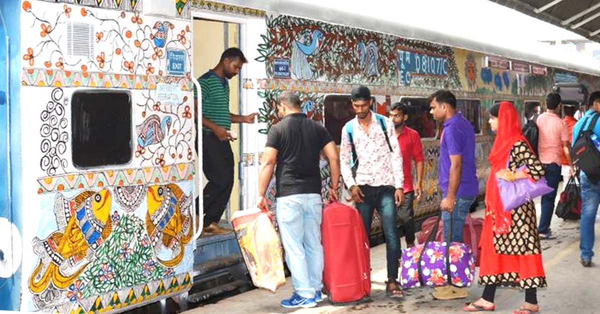 The artwork is unique and for the first time, on a train, from Bihar to Delhi. Image Credit: Northern Railway