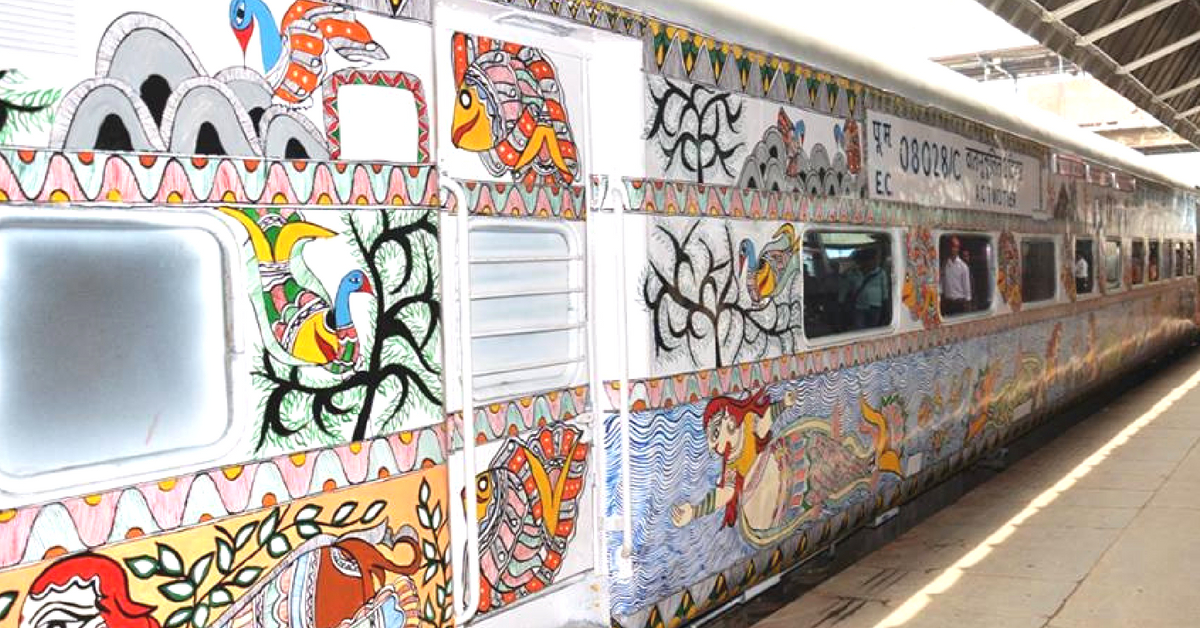 Vibrant Madhubani Art Replaces Regular Blue On Bihar-Delhi Train. Check Out The Pics!