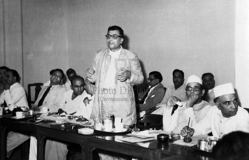 Harekrushna Mahatab, Minister for Industry and Supply, Government of India, addressing the Textiles Advisory Committee Meeting held in Bombay in June, 1950. (Source: Wikimedia Commons)