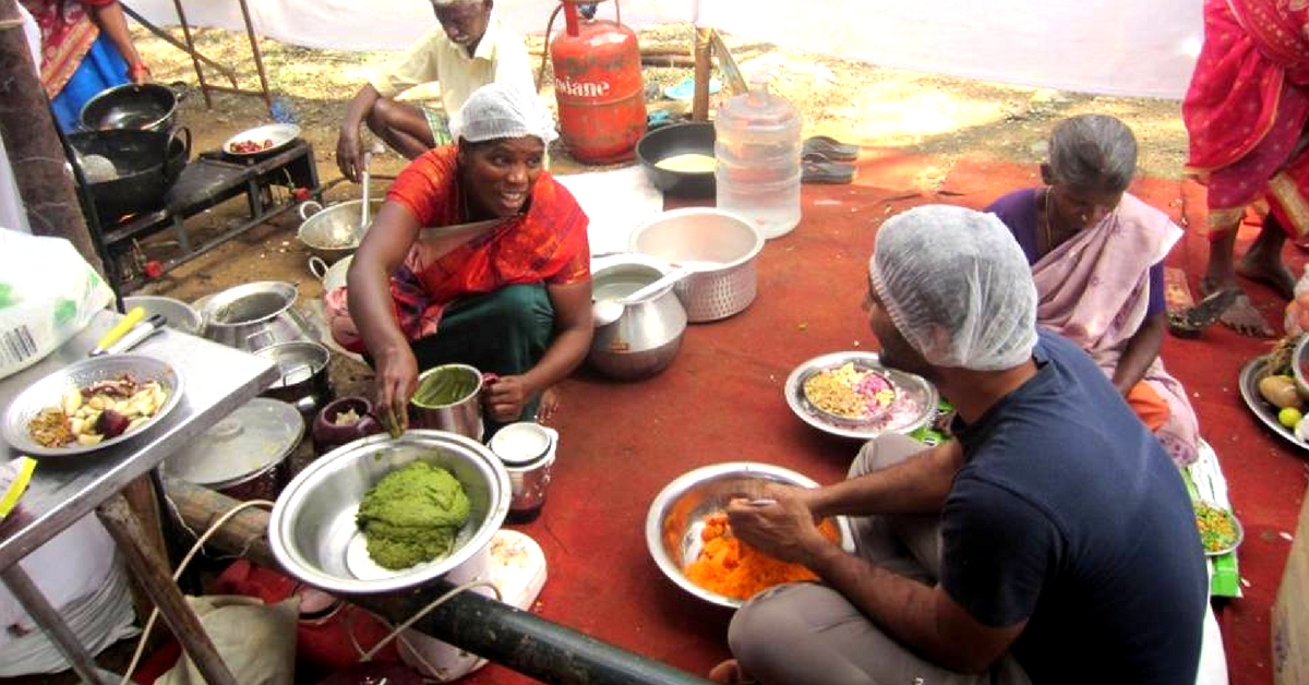 Backstage of the food stalls where village women are engaged in cooking. Cortesy: IViL