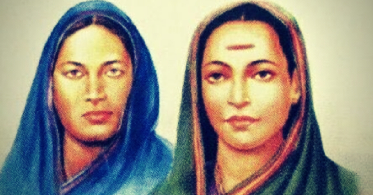 Fatima Sheikh (left) and Savitribai Phule. (Source: Twitter/Tanvir Salim)