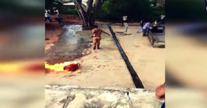Watch: Brave UP Cop Drags Blazing Cylinder to Pond, Averts Major Tragedy!