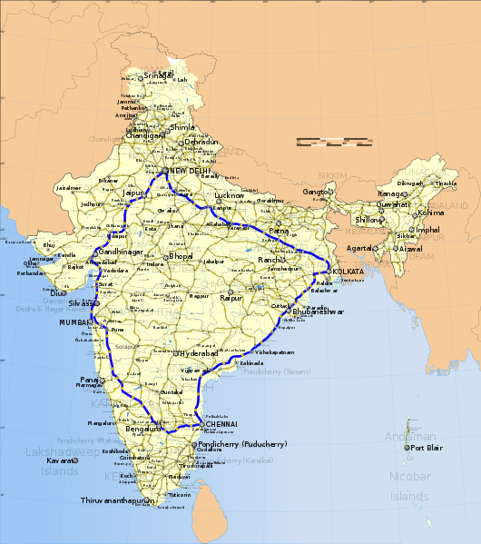 Golden Quadrilateral map. (Source: Wikimedia Commons)