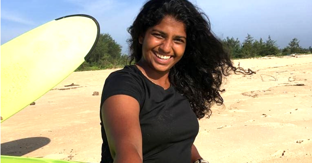 Karnataka's Tanvi Jagadish, a rising surf star. Image Credit: Tanvi Jagadish