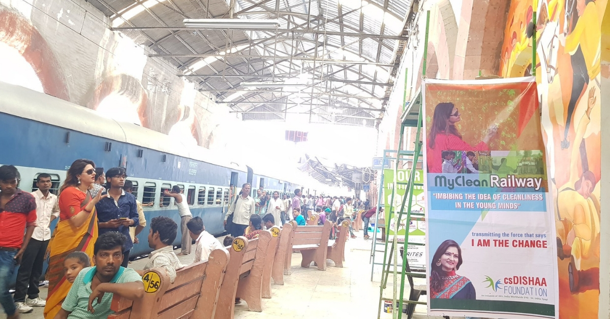 The beautiful Ghaziabad railway junction with paintings on the walls. Image Credit: csDishaa