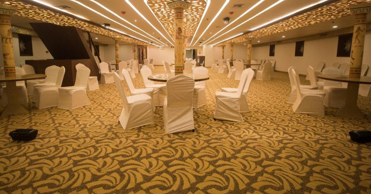 The dining hall, in Kerala's luxury cruise ship, Nefertiti. Image Credit: CMO Kerala