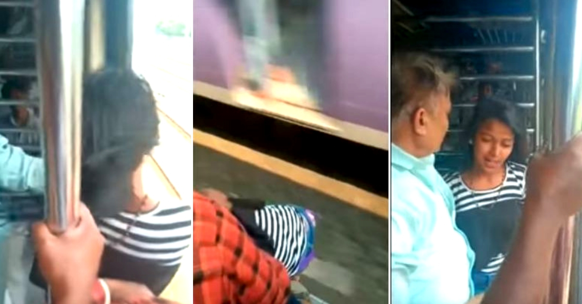The girl who almost died on the Mumbai local train. Image Credit: Screen grab from video.