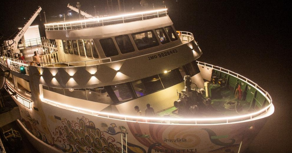The huge cruise ship from Kerala, Nefertiti. Image Credit: CMO Kerala