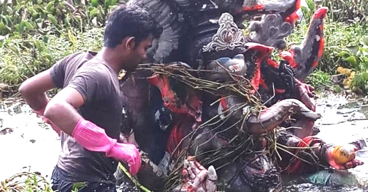 Locals Breathe Life Into Dying Bengaluru Lake, Clear Idol Debris Themselves