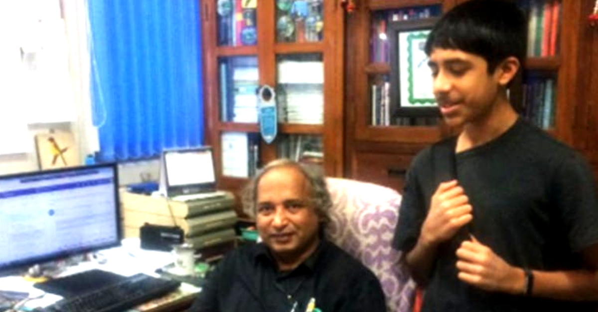 15-year-old Gautam Dayal with Prof. T.V. Ramachandra. (Source: Save Bellandur Lake)