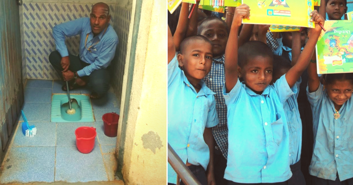 One-Man Army: Karnataka Headmaster Cleans Toilets & Sweeps Classrooms Everyday!