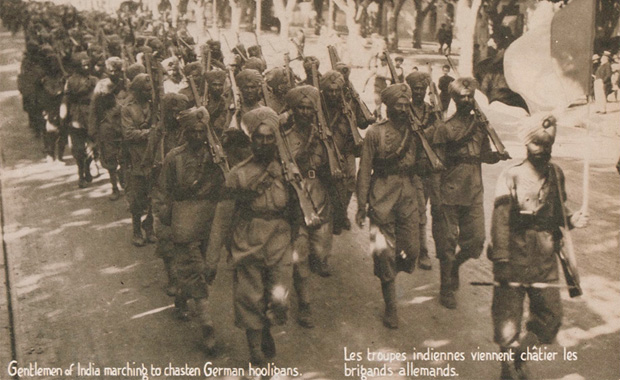 15th Ludhiana Sikhs soldiers marching somewhere in France. (Source: WESTMINSTER SCHOOL AND THE FIRST WORLD WAR) 