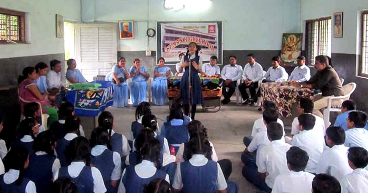 Students at a Sumana Secondary School in Surat. (Source)