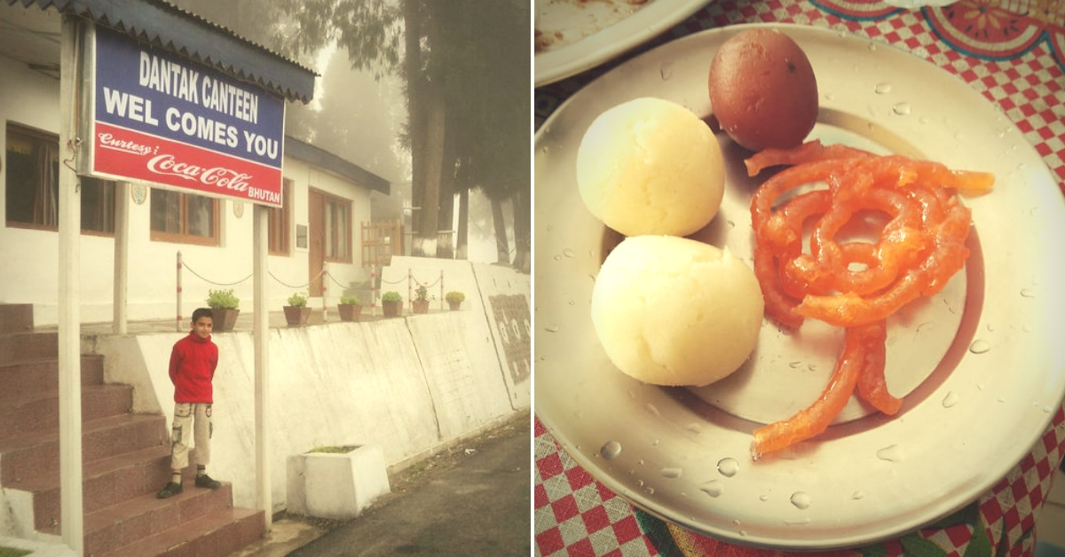 Dantak Canteen (left) and a plate of jalebi and sweets served there. (Source: Facebook/Mollah Mohammad Farhad/Vindy Emm) 