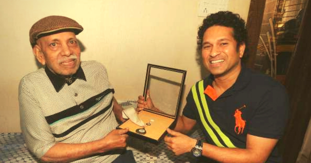 Ramakant Achrekar with his disciple Sachin Tendulkar. (Source: Twitter/Mohammed Kaif)