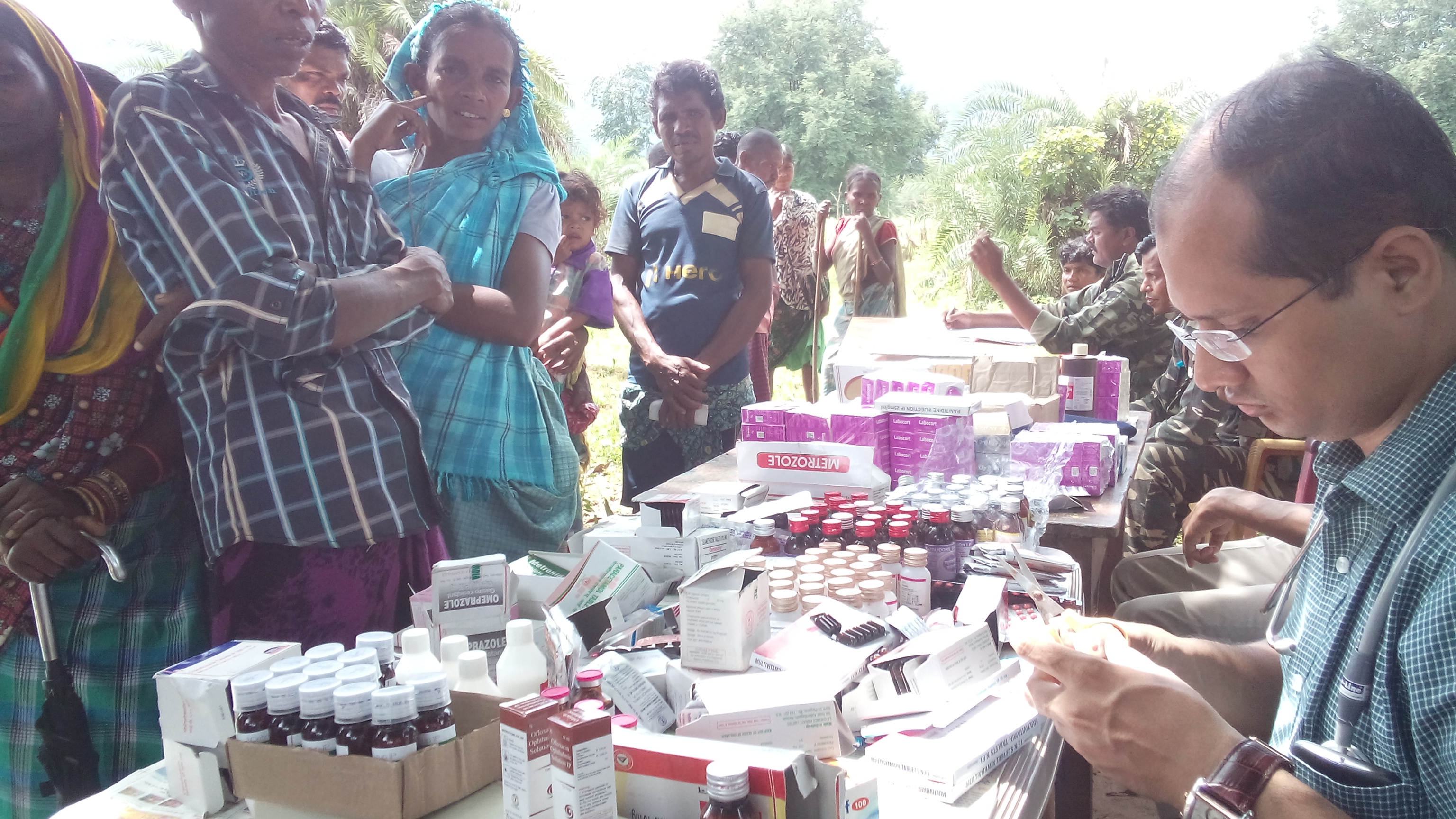 Distributing medicines.