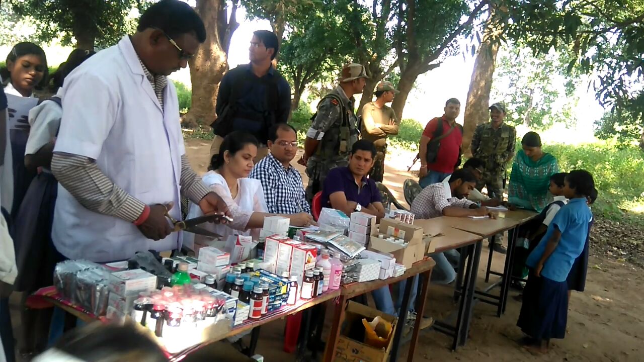 Dr Abhishek Pallava with his wife, a dermatologist, at another health camp. 