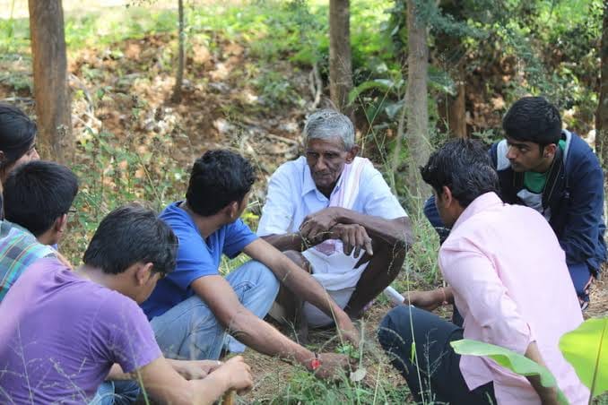 L Narayana Reddy teaching interested students the gospel of organic farming. (Source: Facebook)
