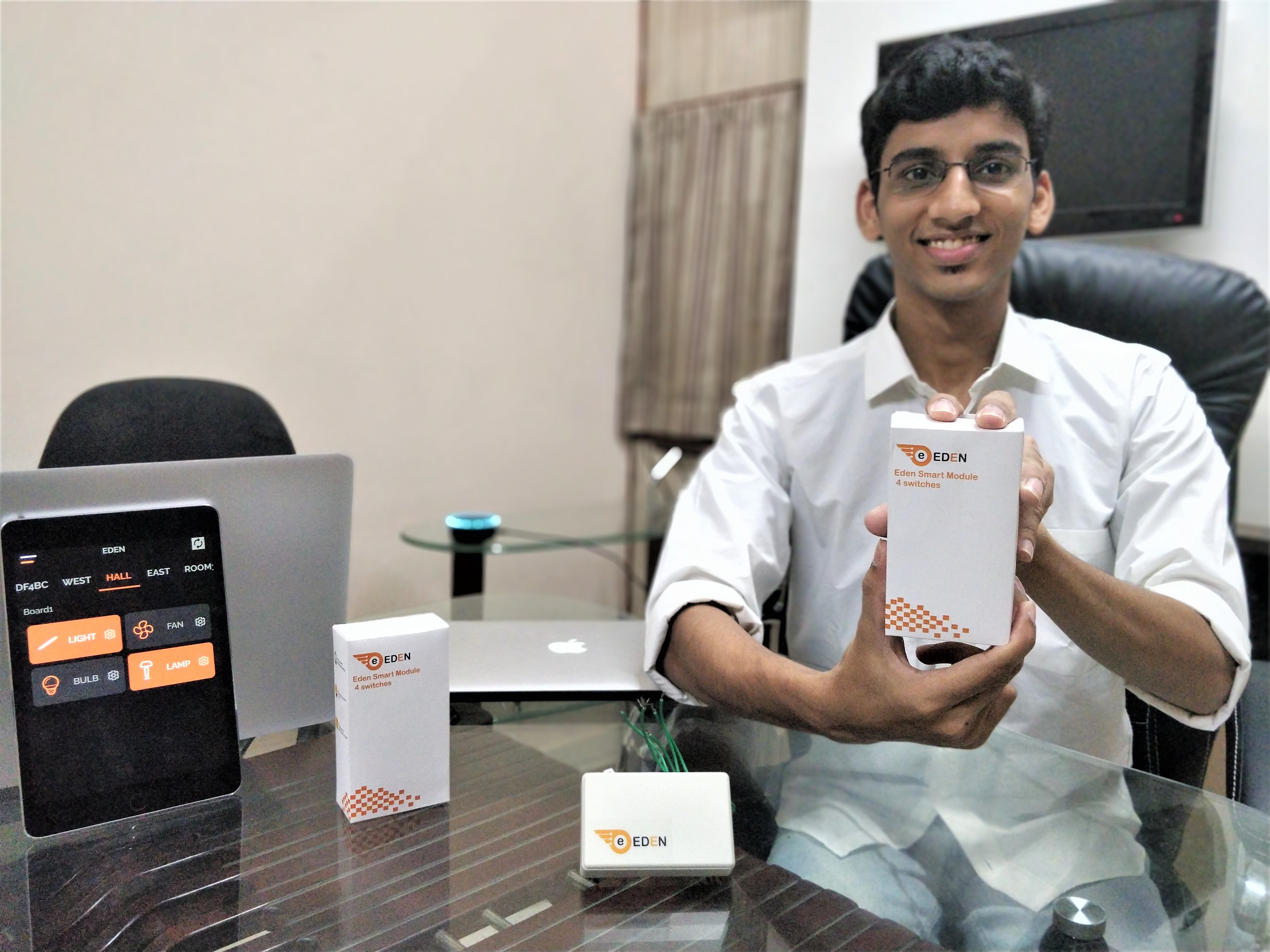 Pranjal Kacholia with Eden smart modules. (Source: Eden Smart Homes)