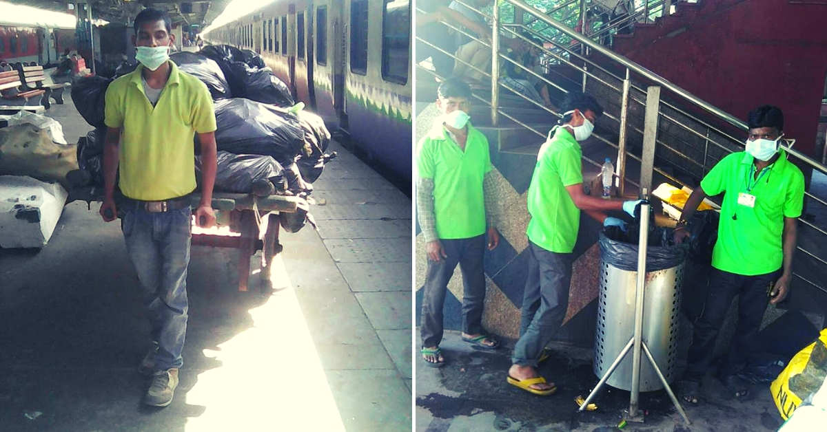 Safai Sena workers collecting garbage from the New Delhi Railway Station. (Source: Safai Sena)