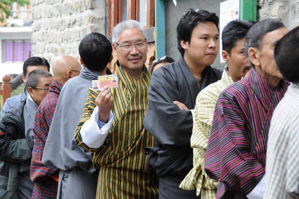 Voters in queue for voting in #Bhutan2013 elections. (Source: Twitter) 