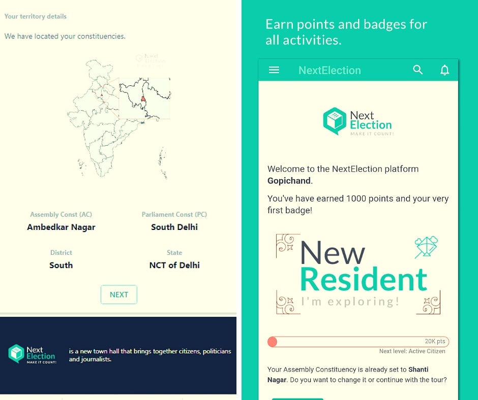 Snapshots of the platform. (Source: Next Election)