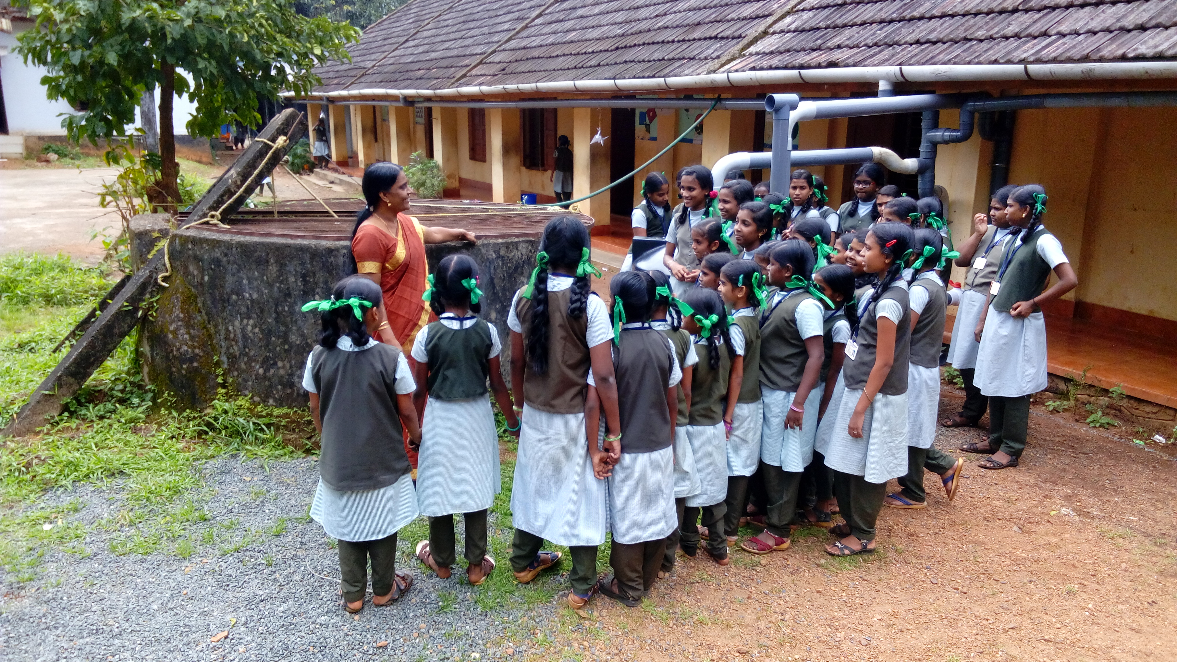 Demonstration of the Mazhapolima well recharging system at a school. (Source: Mazhapolima)