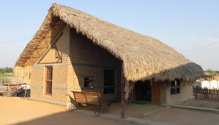 Thatched roof construction by women's collective called Matha Chhaj. (Source: Matha Chhaj)