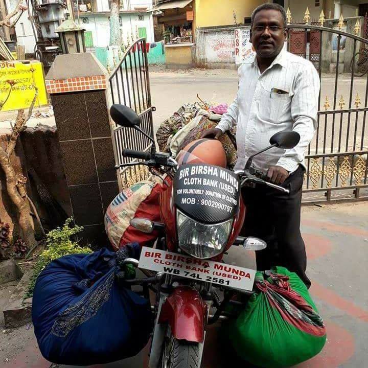 Saju Talukdar on his way to distributing clothes. (Source: Facebook/Saju Talukdar)