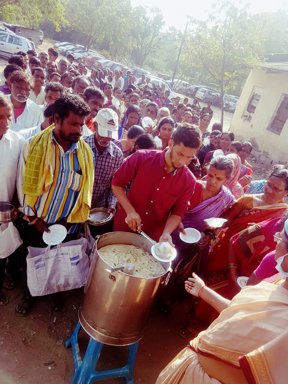 Serving breakfast outside NIMS. 