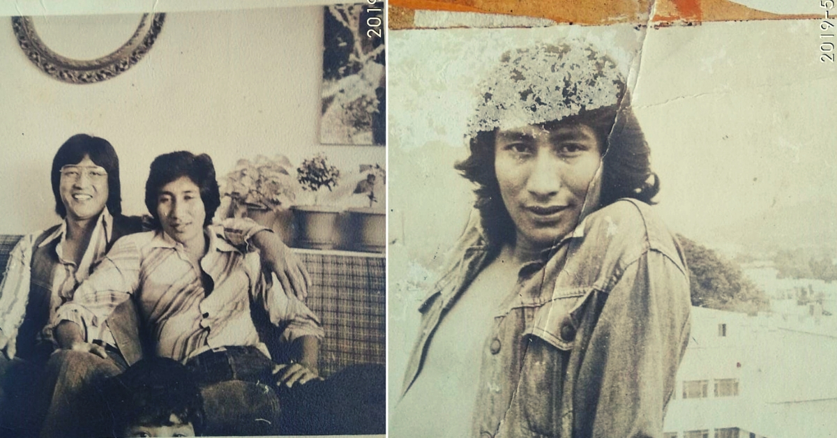 On the Left: Phonsok Ladakhi with Danny Denzongpa circa 1984. On the right: Phonsok Ladakhi in FTII Pune campus circa 1973. 