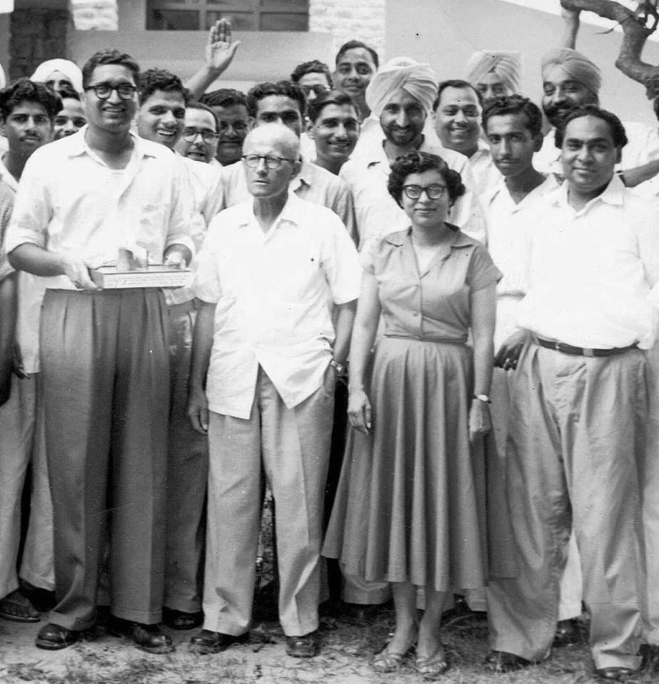 Urmila Eulie Chowdhury (second from right) with Pierre Jeanneret and others of the Chandigarh Capital Project. (Source: Facebook/Sarbjit Bahga)