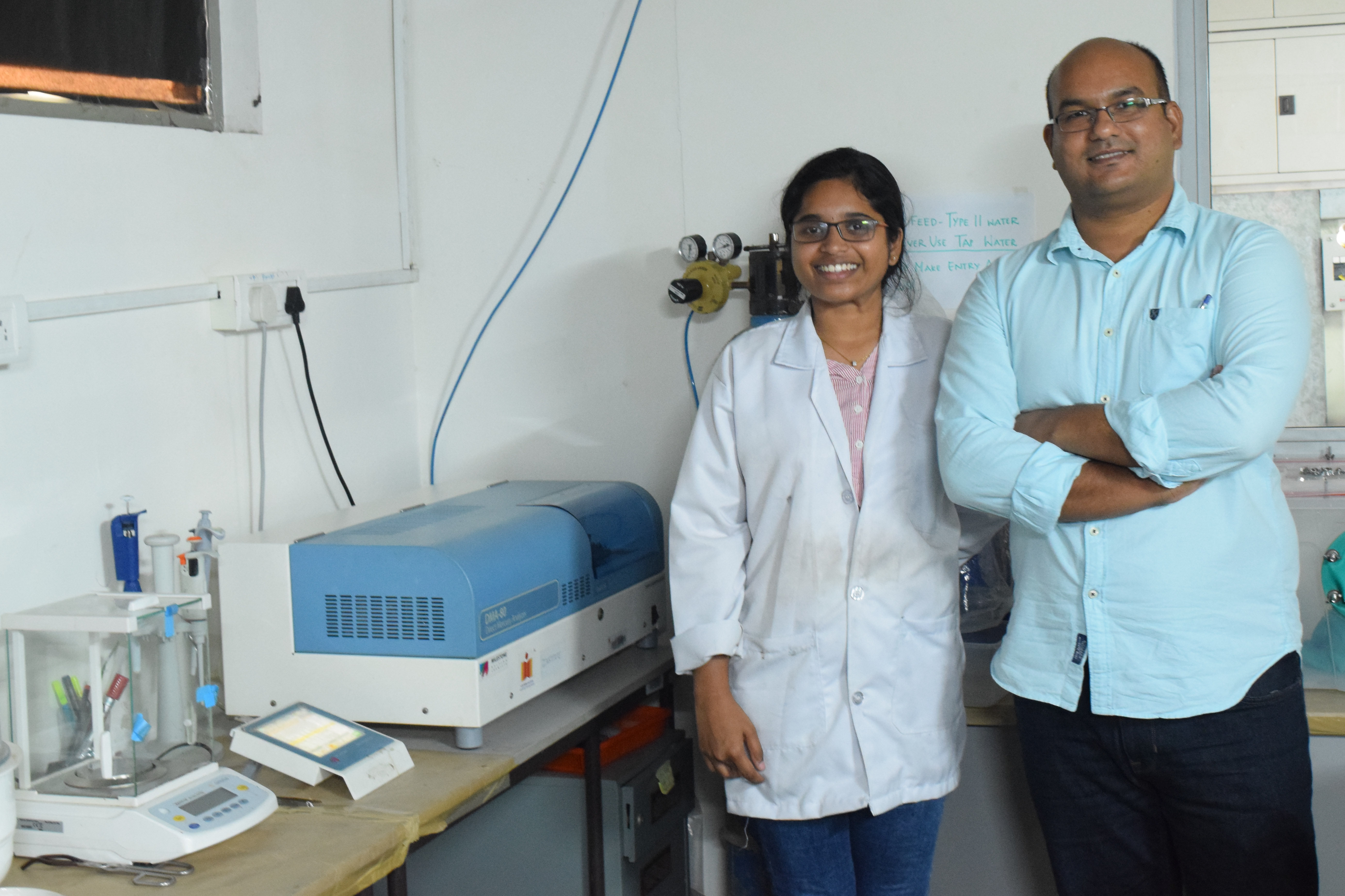 Dr. Asif Qureshi (R), Associate Professor, Dept of Civil Engineering, IIT-H & his PhD student Dr. Subhavana Katakam (L) (Source: IIT Hyderabad)