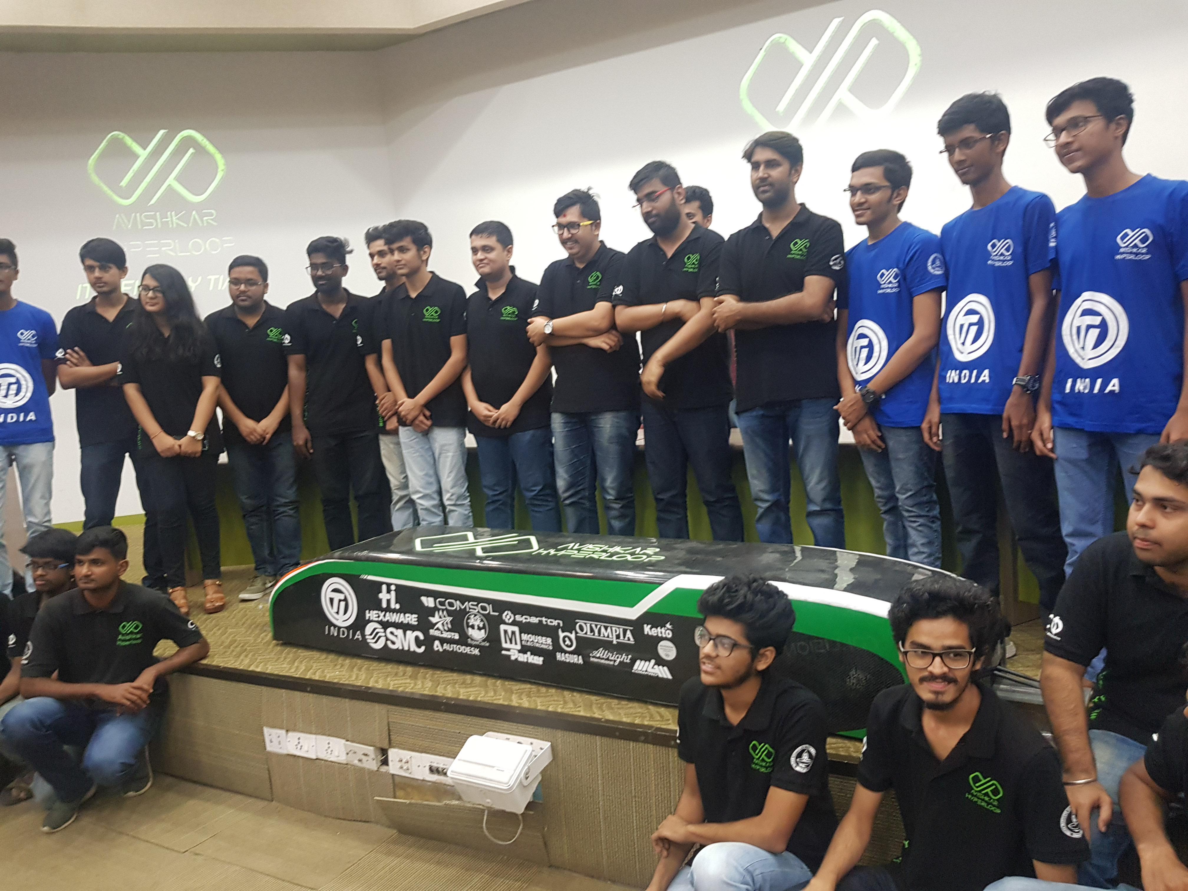 IIT Madras’ Avishkar Hyperloop Team with their Hyperloop Pod, which was unveiled on June 141, 2019. (Source: IIT Madras)