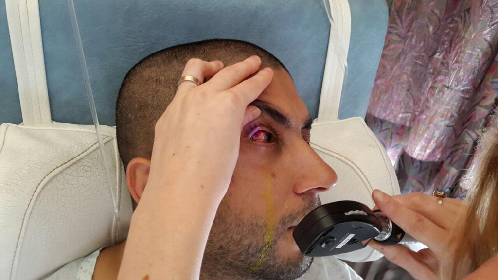 Getting his eye treated at the hospital in Antwerp. (Source: Amit Motwani)