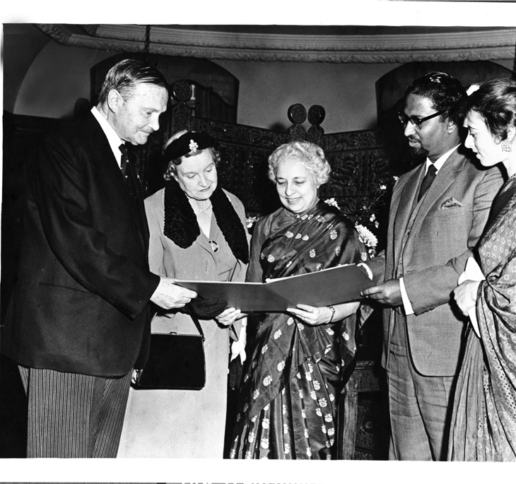 Mihir Sen, who swam the English Channel, being presented a certificate by Lord Freyberg on behalf of the Counsel Swimming Association at a function held at the India House, London. (Source: WIkimedia Commons)