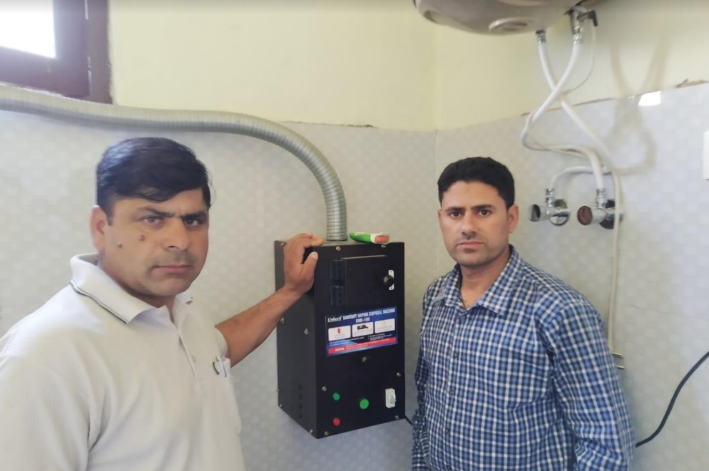 Sanitary pad dispenser installed in a girls school in Budgam district. 