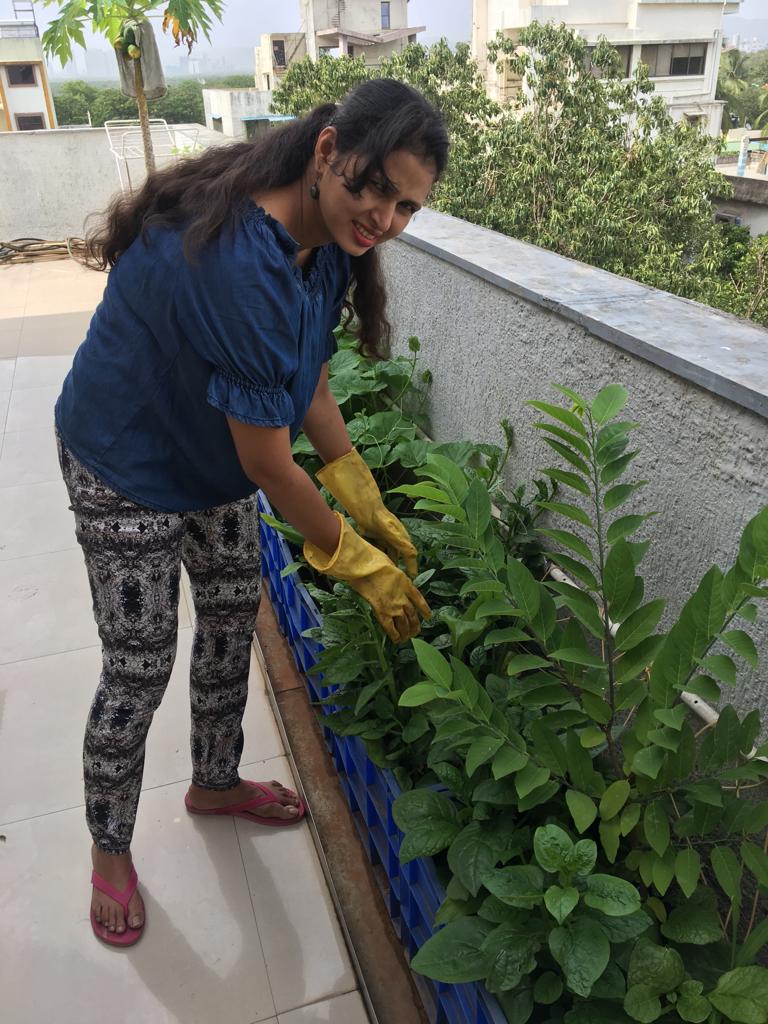 Dr Reema Lewis tending to her plants. (Source: Dr Reema Lewis)