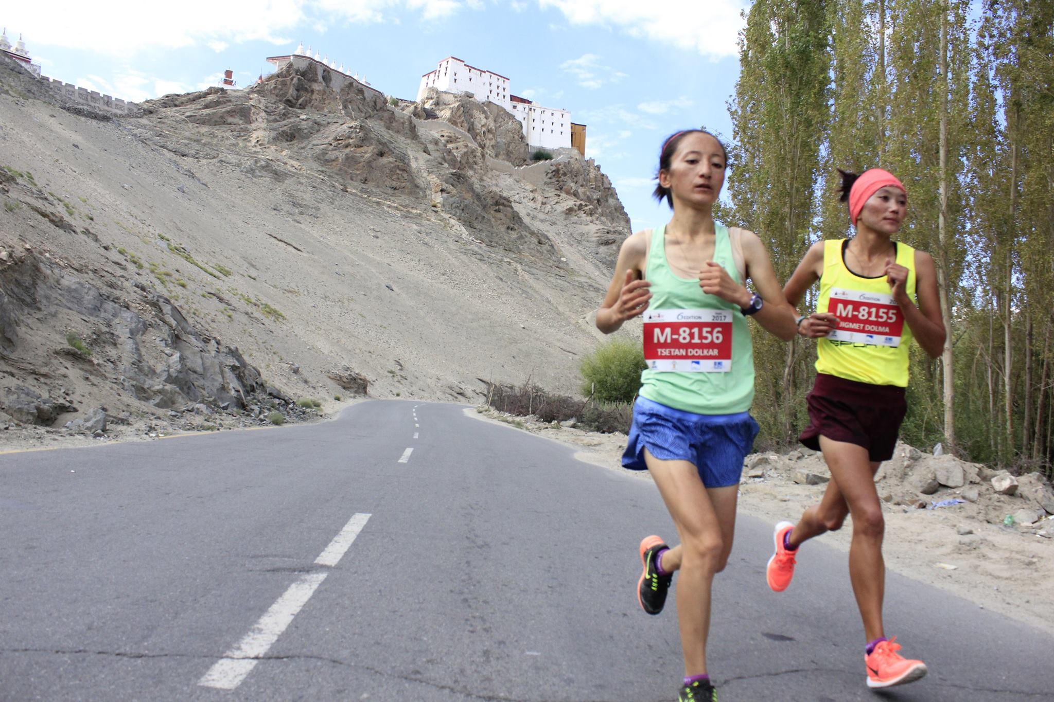 Jigmet Dolma (Right) and Tsetan Dolkar running for a better life and running for Ladakh. (Source: Facebook/Ladakh Marathon)