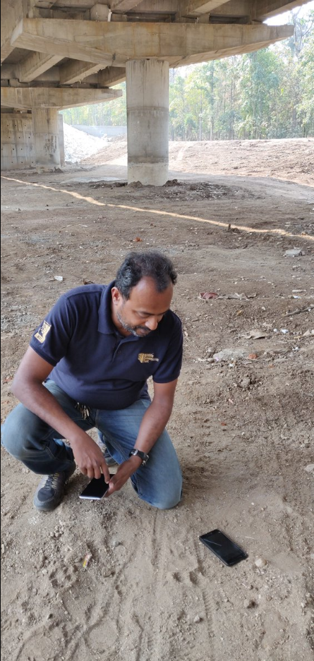 Looking for traces of animals passing through this underpass. (Source: Twitter/Milind Pariwakam) 