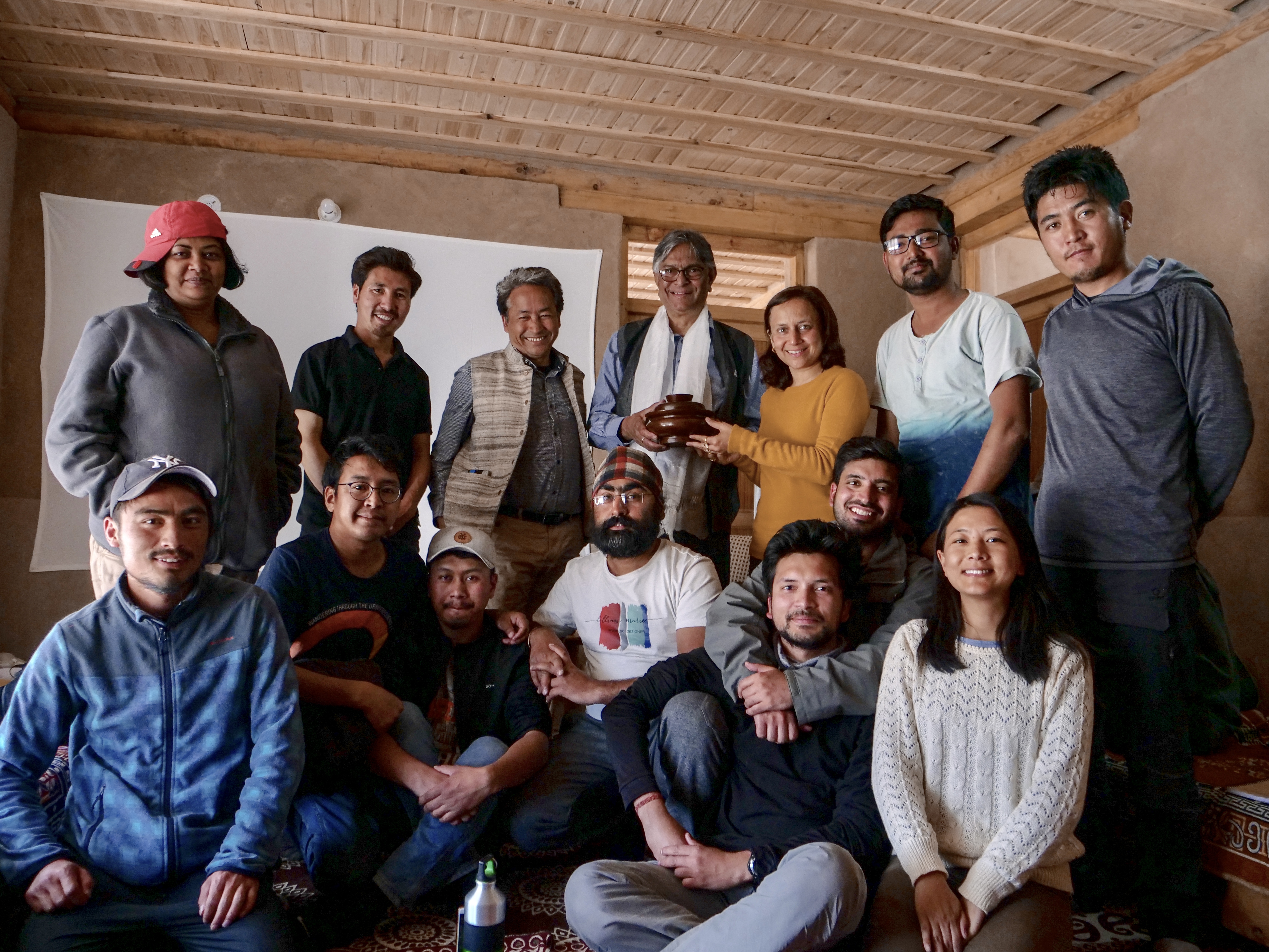 Standing alongside the VC of Kashmir University Talat Ahmad, Sonam Wangchuk and the first cohort of fellows. 