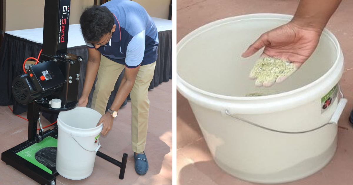 Delhi Teen Uses Discarded Glass Bottles to Make Sand For Construction!