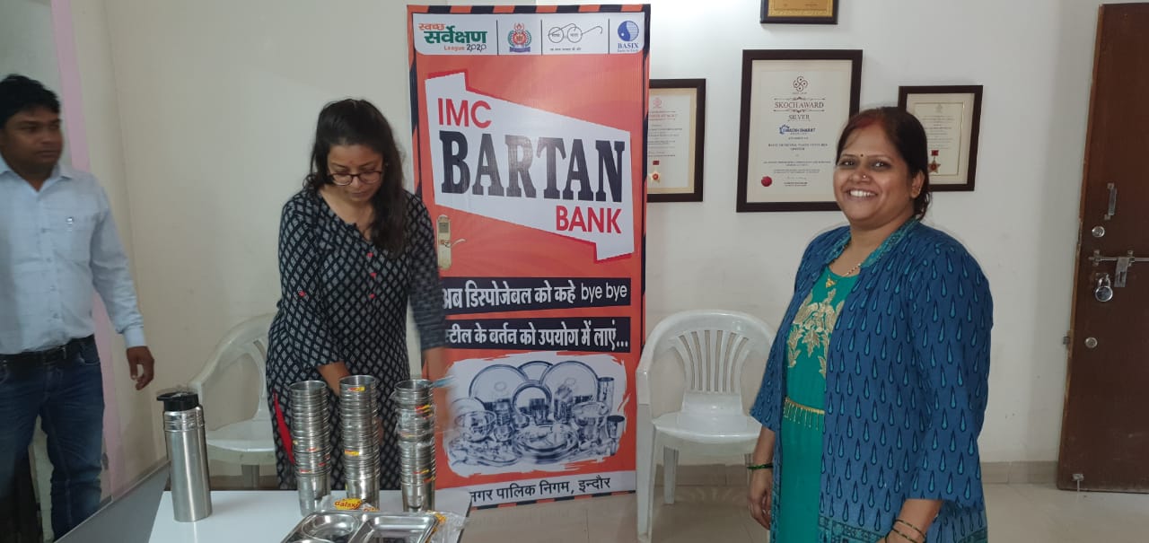 Indore municipal corporation plastic ban bartan bank reusable india