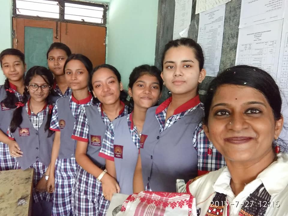 Remya with her students at KV Khanapara. (Source: Facebook)