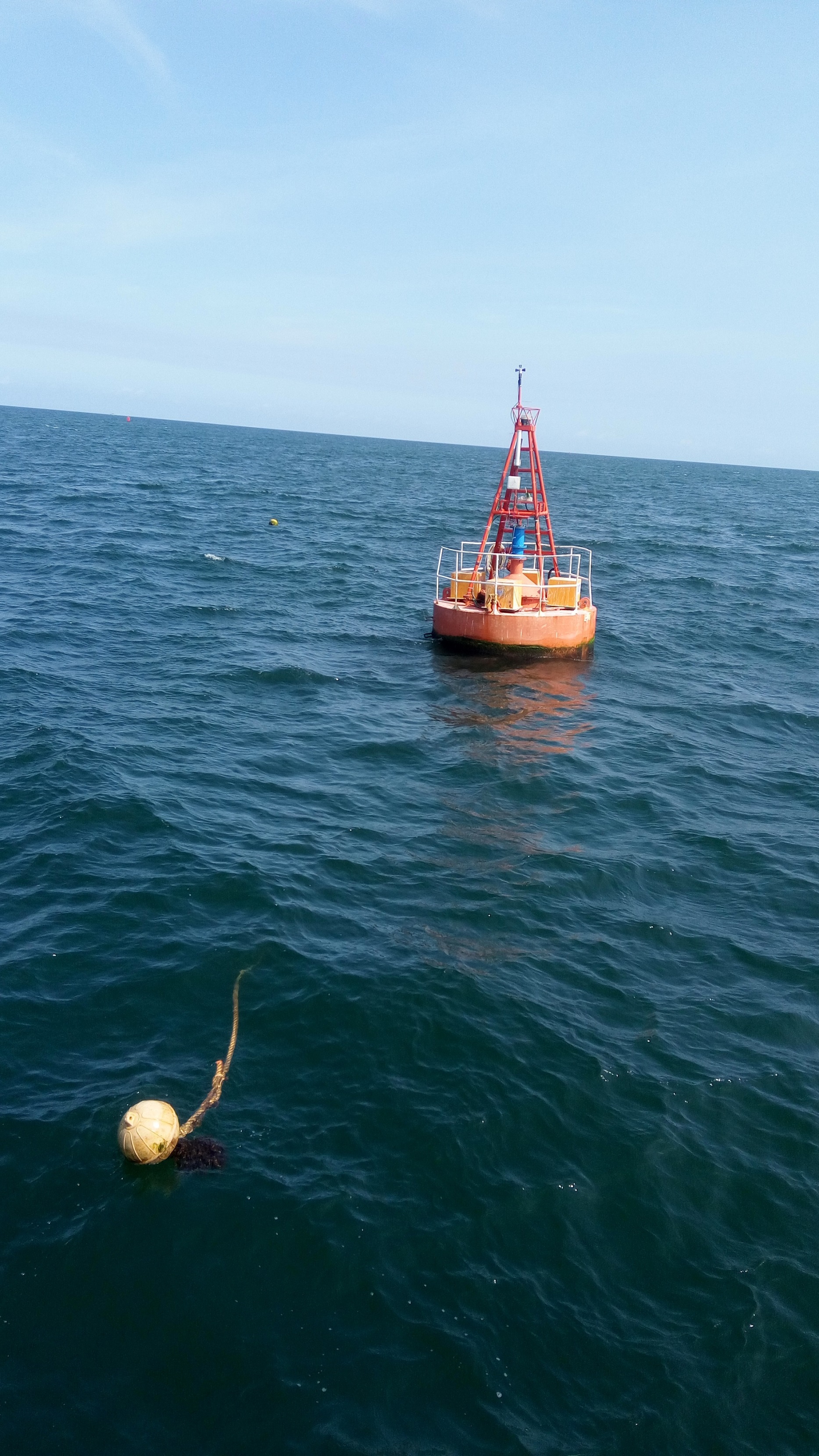 The turbine in the NIOT's Floating wave powered navigational buoy. 