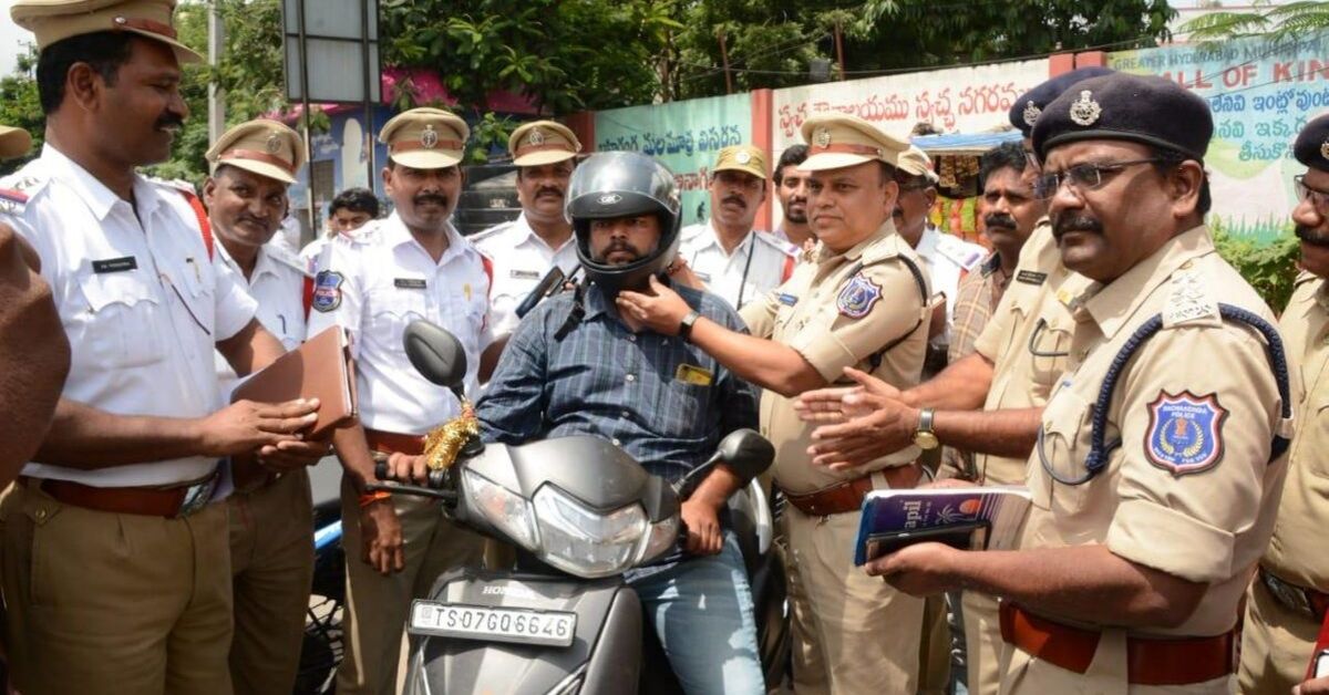 Hyderabadis Are Getting Helmets From Cops Instead of Hefty Fines. Here’s Why!