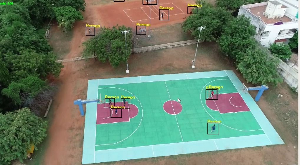 An Image of Basketball Court in IIT Madras generated by the Drone developed by 'Eye in the Sky' Team, CFI - IIT Madras.