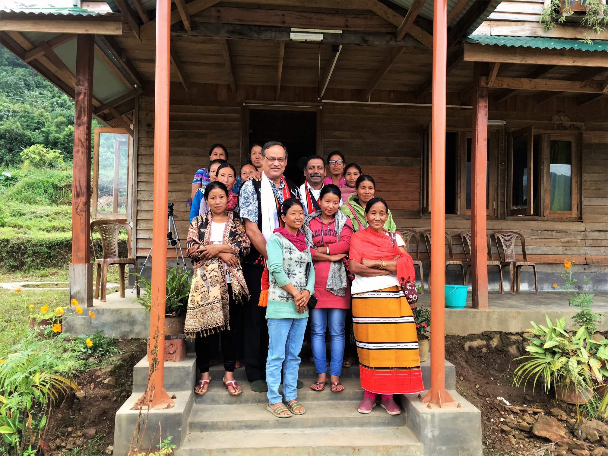 Colonel Rego standing with Women's Self Help Groups at the Sunbird Centre. (Source: Facebook)