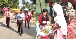 2000+ Students Of This UP School Share Their Tiffin With The Needy Outside Hospital
