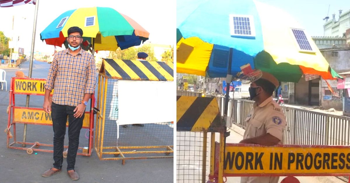 Beating The Heat With Innovation: 23-YO Designs Solar-Powered Umbrellas For Ahmedabad Cops